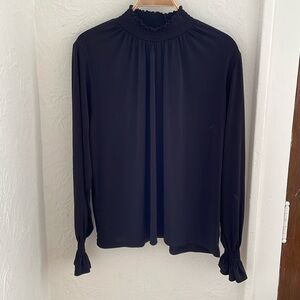 BANANA REPUBLIC Women's Crepe Smocked-Neck Top Size XL in Black